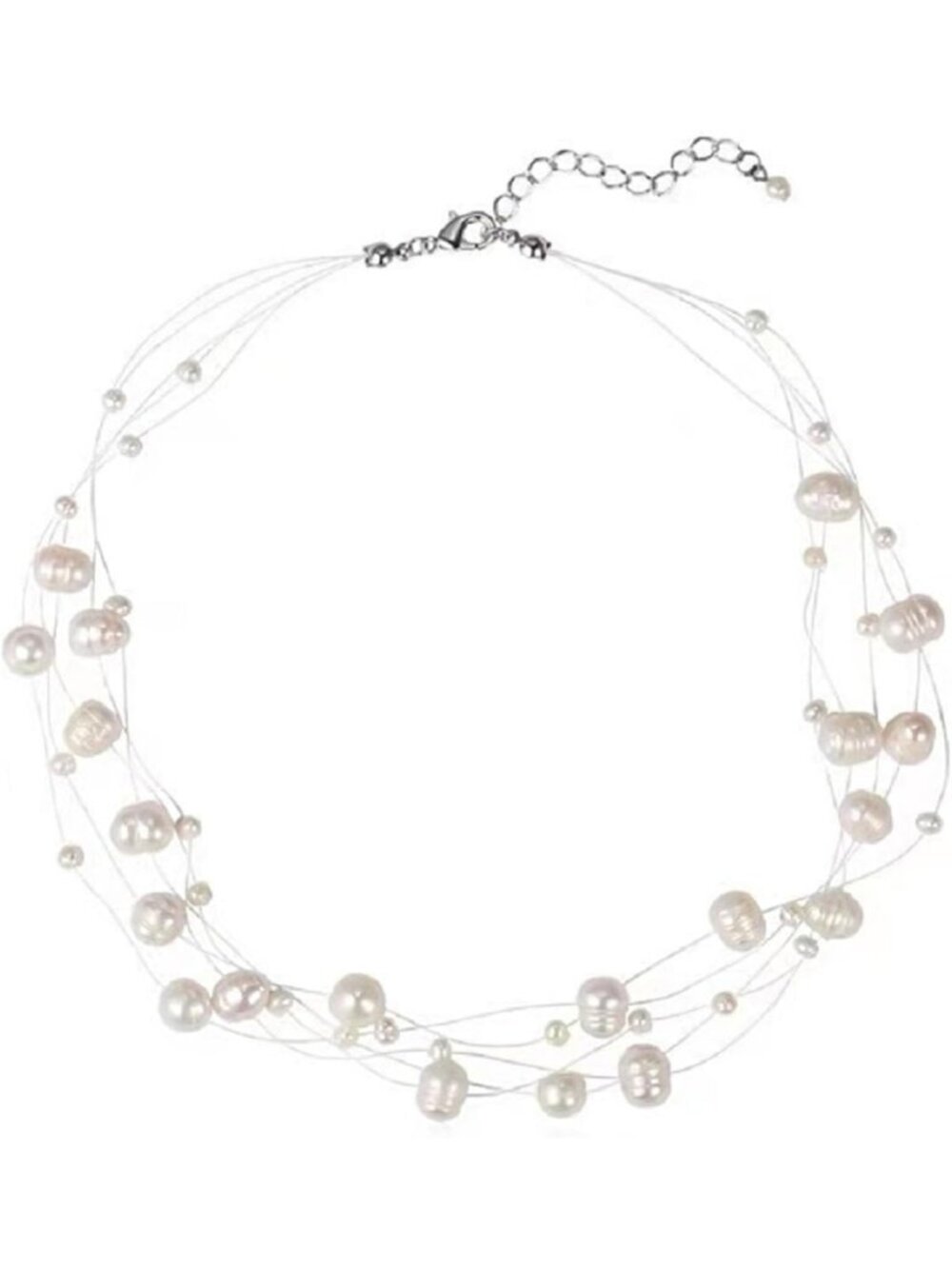 Layered Baroque Pearl Necklace for Women | Freshwater Choker | Handmade Wedding